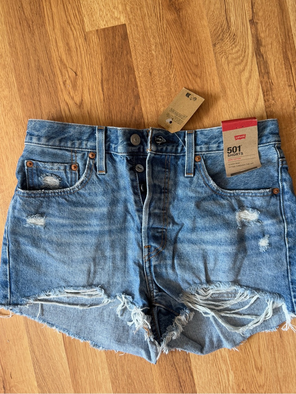 Levi's 501 Cutoff Distressed Denim Shorts - Blue